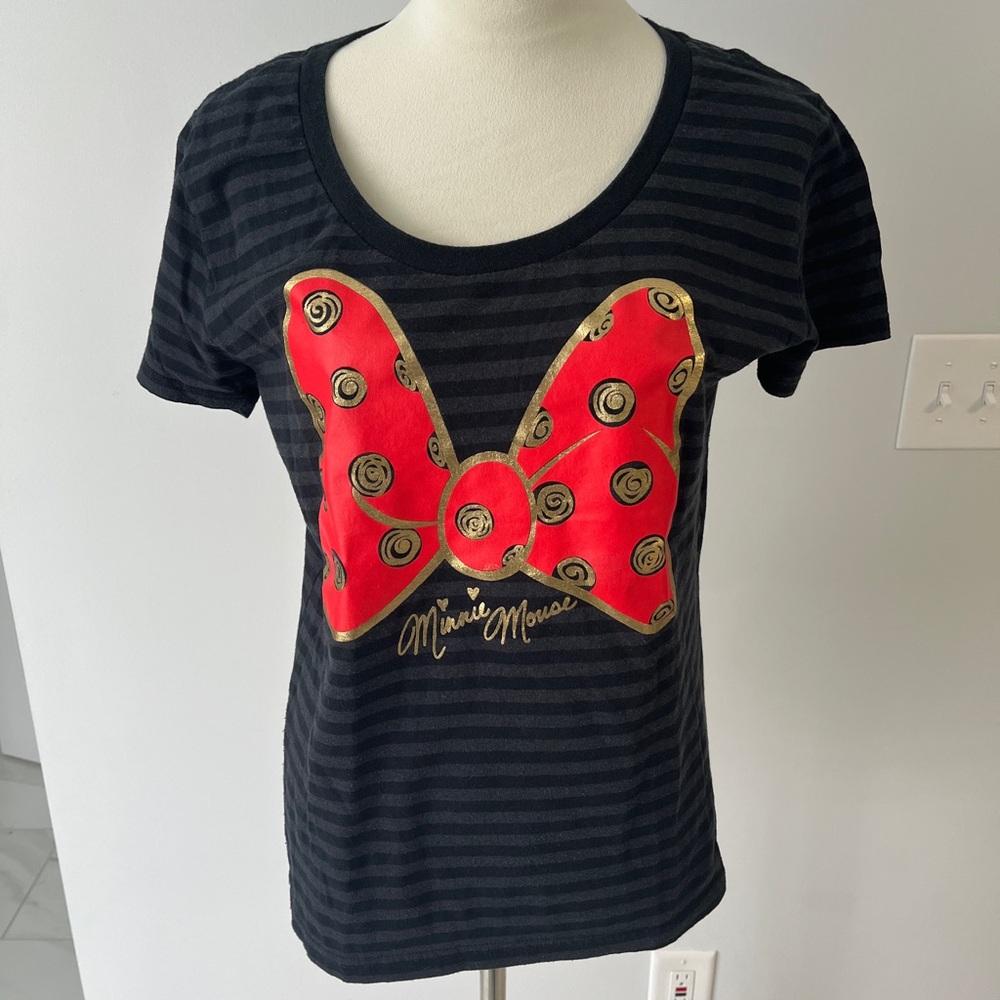 Women’s size XL Minnie Mouse bow short sleeved tee black Disney organic cotton